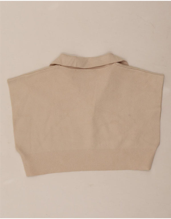 Zara Γυναικείο Αμάνικο Πόλο Μπλουζάκι UK 10 Small Beige
