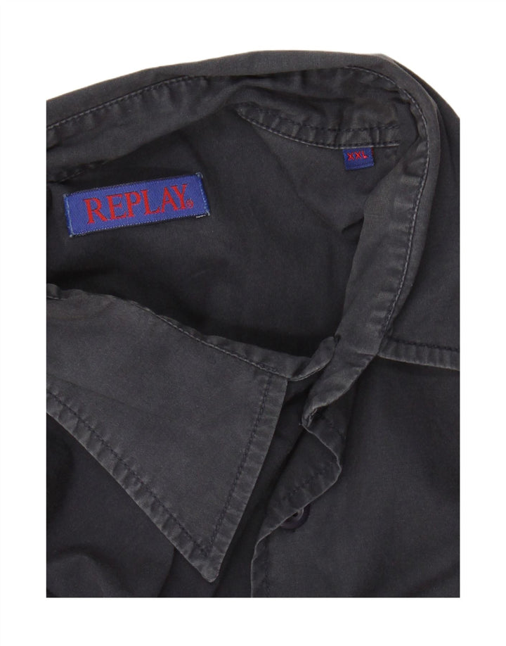 REPLAY Ανδρικό κοντομάνικο πουκάμισο 2XL Γκρι