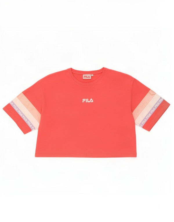 Γυναικείο γραφικό μπλουζάκι Fila Crop Top UK 16 Large Red Colourblock
