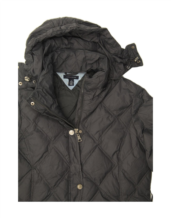 TOMMY HILFIGER Womens Hooded Padded Jacket UK 14 Medium Grey Nylon Vintage Tommy Hilfiger and Second-Hand Tommy Hilfiger from Messina Hembry 