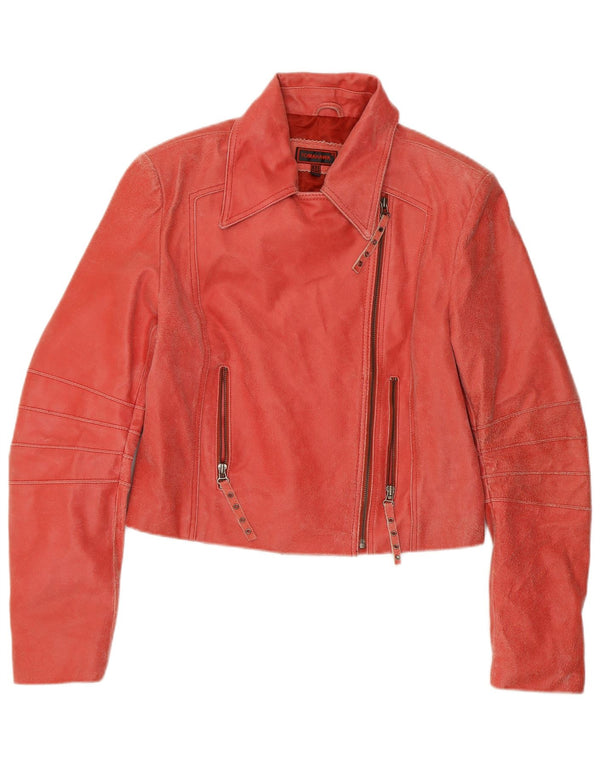 TOMAHAWK Γυναικείο Crop Leather Biker Jacket IT 44 Medium Red Leather