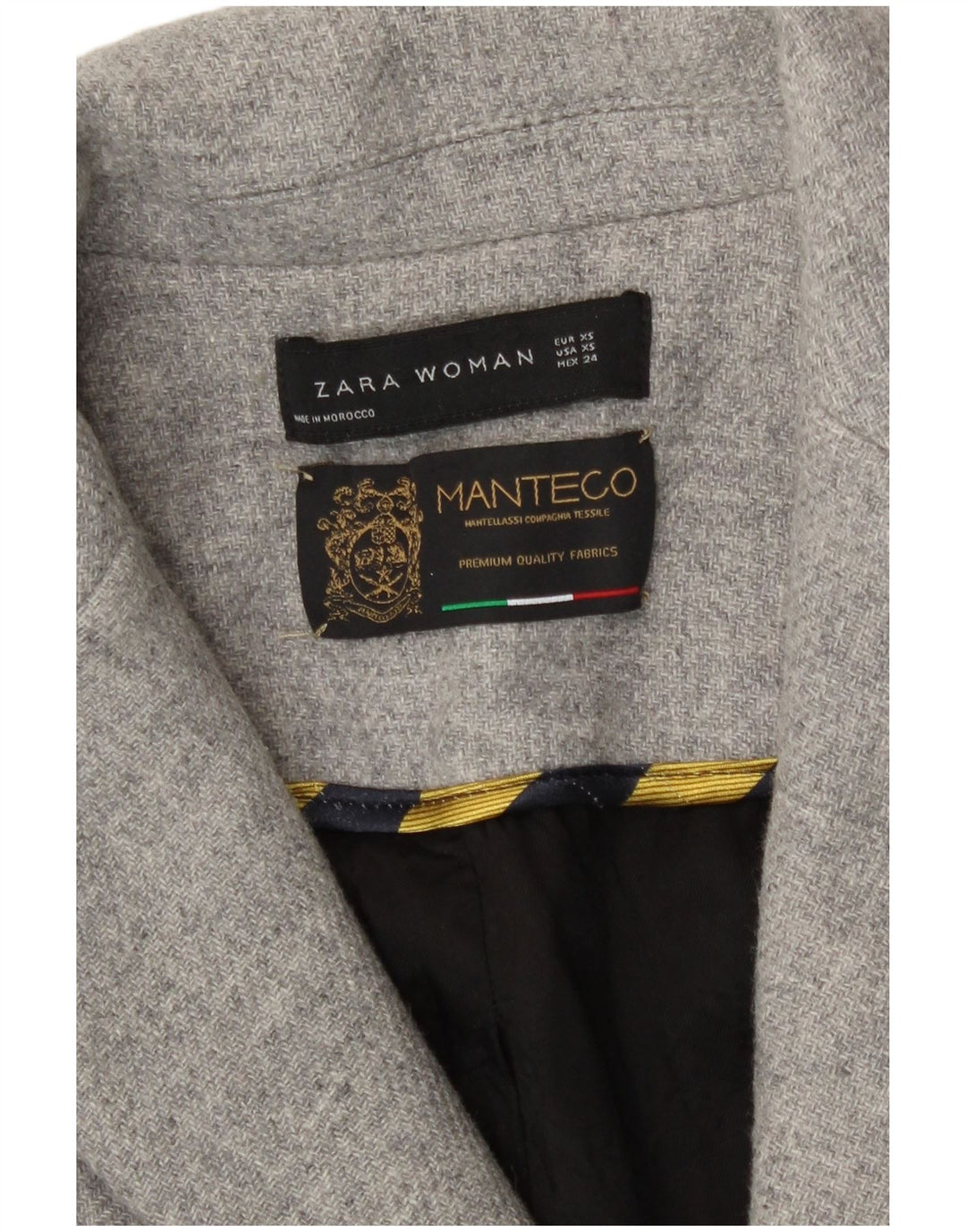 Zara Γυναικείο παλτό με διπλό στήθος UK 6 XS Γκρι μαλλί