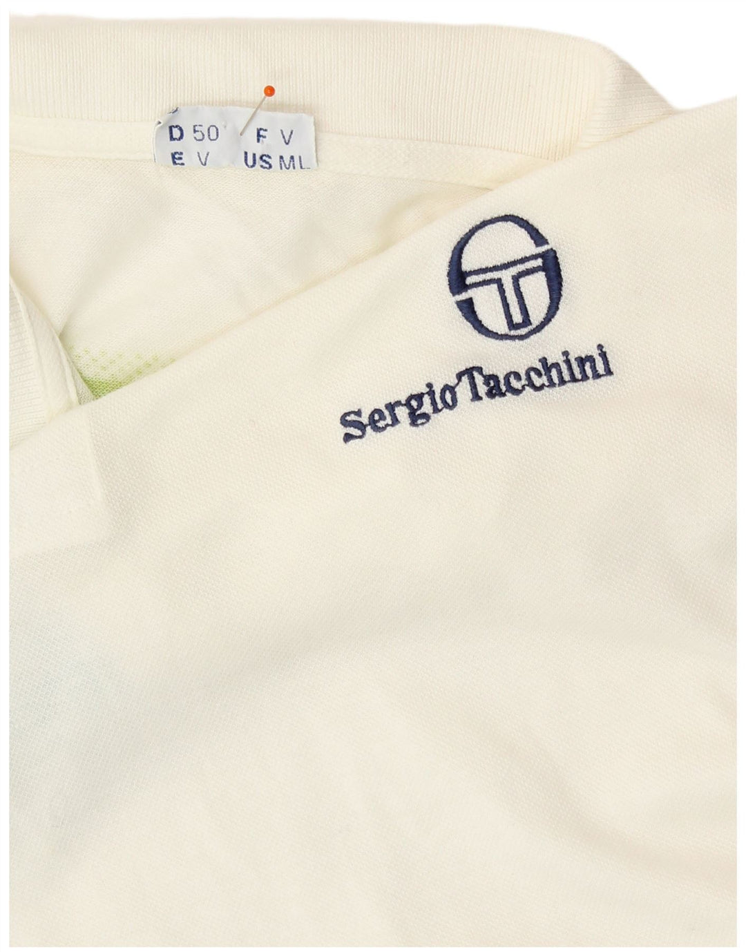 SERGIO TACCHINI Ανδρικό μπλουζάκι πόλο IT 50 Μεσαίο λευκό ριγέ βαμβακερό
