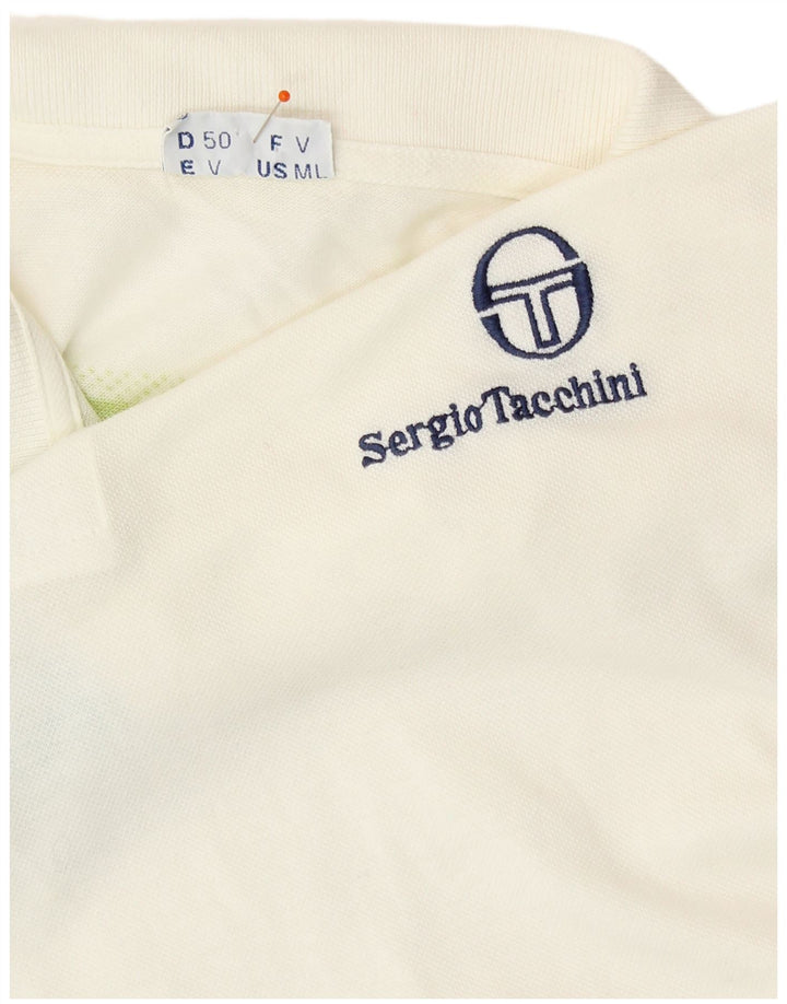 SERGIO TACCHINI Ανδρικό μπλουζάκι πόλο IT 50 Μεσαίο λευκό ριγέ βαμβακερό