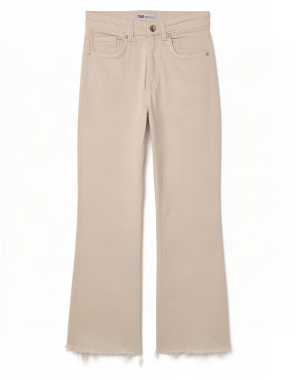 Zara Womens Crop Bootcut Jeans EU 34 2XS W24 L25 Λευκό