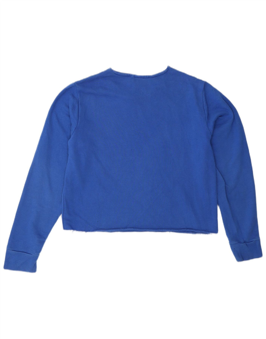 ADIDAS Womens Crop Graphic Sweatshirt Jumper UK 8 Small Blue Vintage Adidas and Second-Hand Adidas from Messina Hembry 