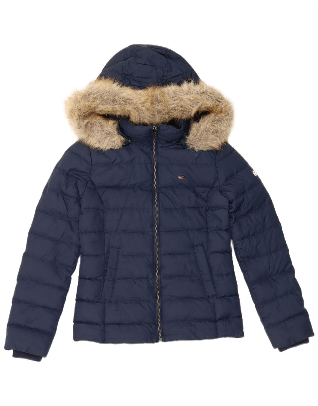 Tommy Hilfiger γυναικείο μπουφάν με κουκούλα UK 10 Small Navy Blue Polyester