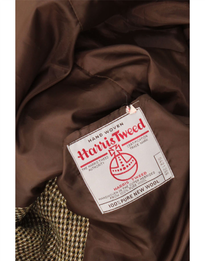Ανδρικό μπουφάν Harris Tweed με 3 κουμπιά σακάκι UK 40 Large Brown Check New Wool