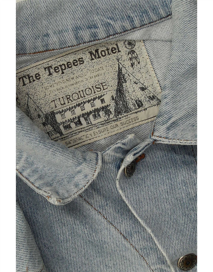 Vintage Mens Distressed Τζιν μπουφάν UK 40 Large Blue Cotton