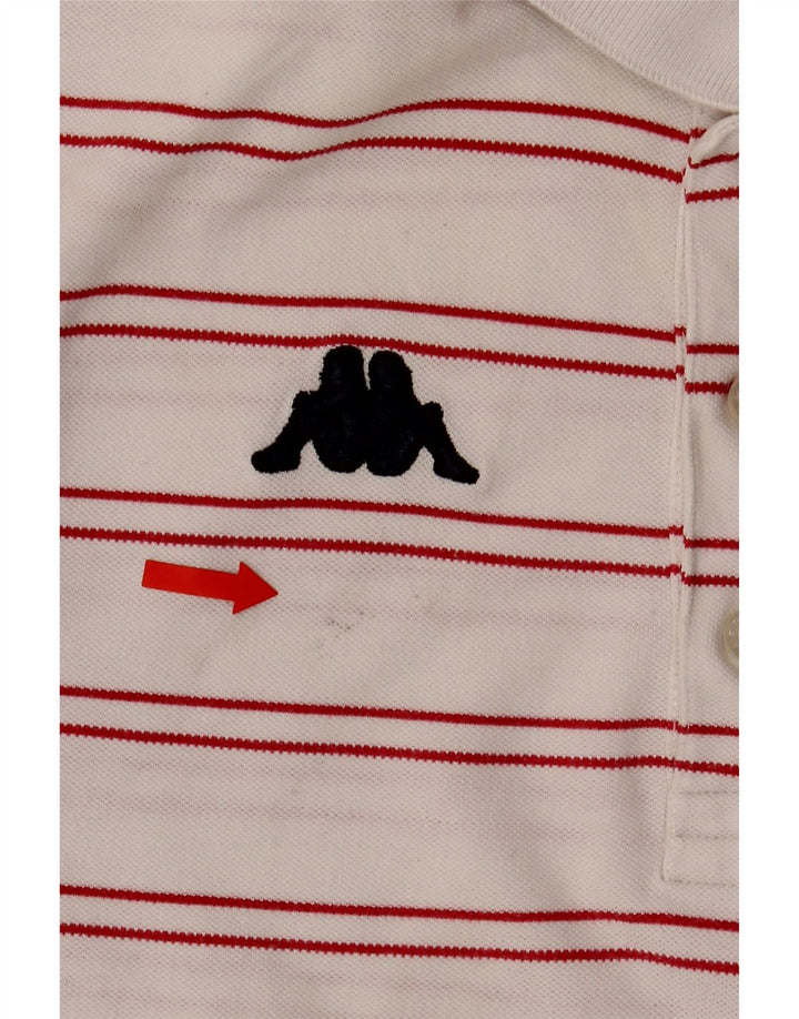 KAPPA Mens Polo Shirt Small White Striped Cotton Vintage Kappa and Second-Hand Kappa from Messina Hembry 