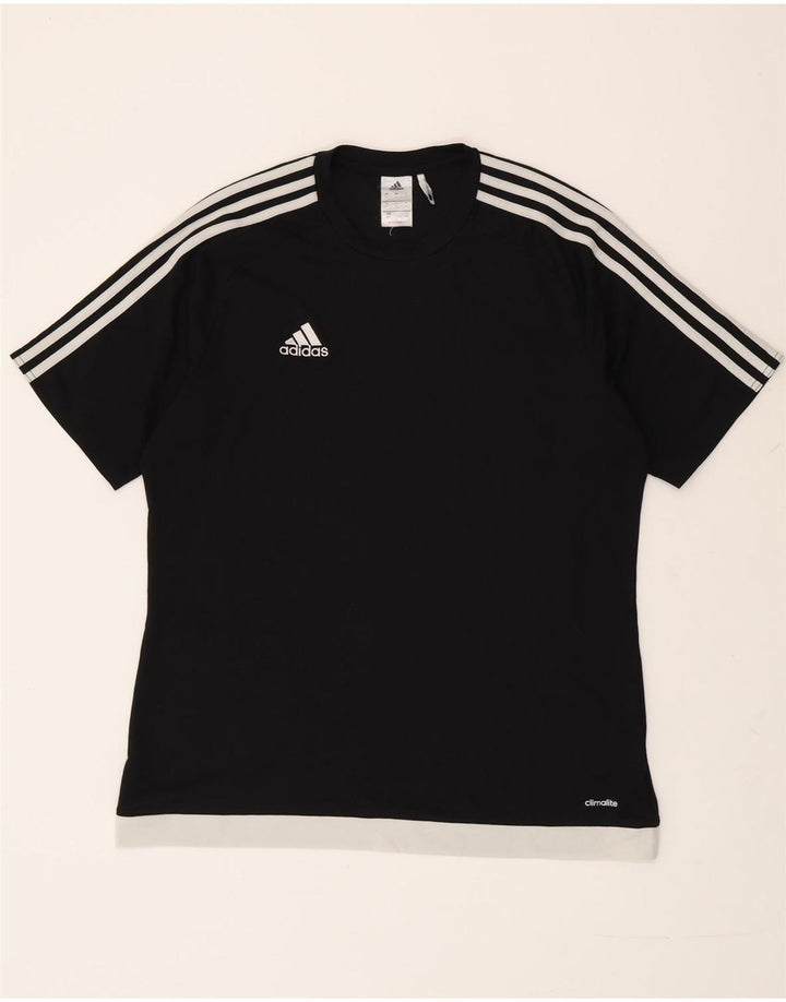 Ανδρικό T-Shirt Climalite ADIDAS Top Large Black Colorblock Πολυεστέρας
