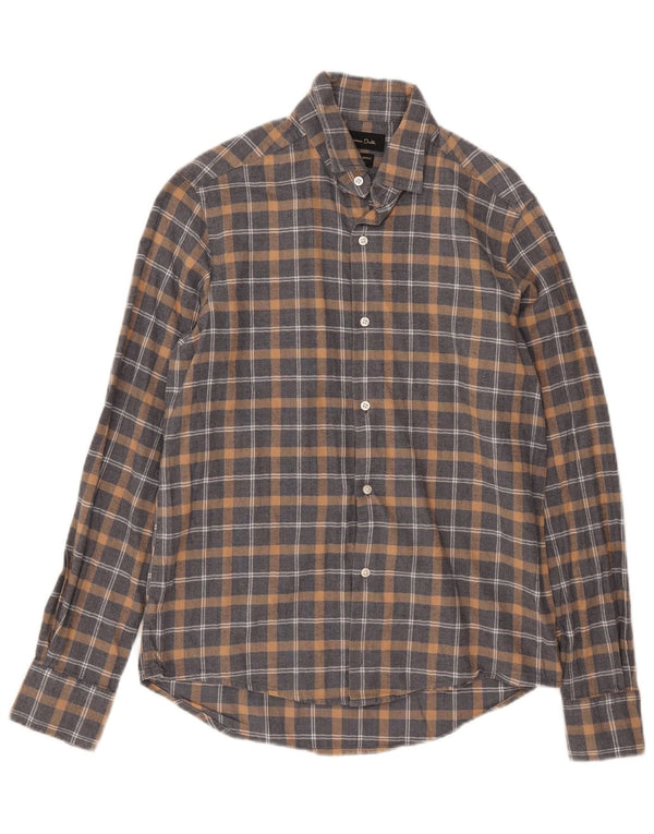 Ανδρικό φανελένιο πουκάμισο Massimo Dutti Small Grey Check