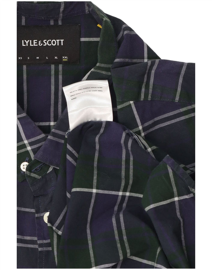 Ανδρικό πουκάμισο Lyle & Scott 2XL Navy Blue Check Cotton