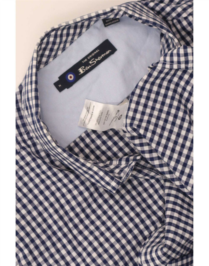 Ανδρικό κοντομάνικο πουκάμισο Ben Sherman, Βαμβακερό Gingham, μεσαίο μπλε ναυτικό