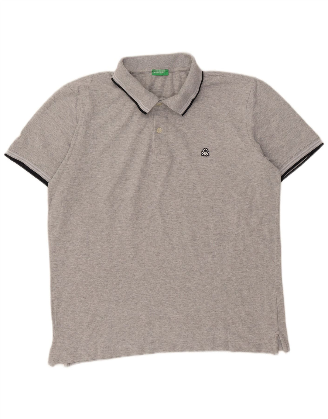 BENETTON Mens Polo Shirt Large Grey Cotton