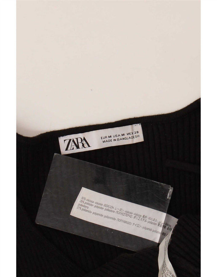 Zara Γυναικείο μακρυμάνικο τοπ βρετανικό 12 μεσαίο μαύρο βισκόζη