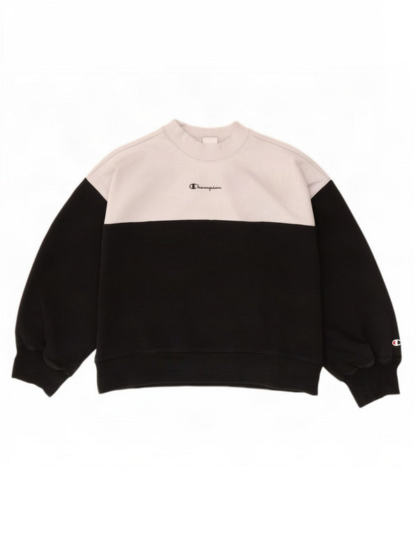Champion Γυναικείο Φούτερ Jumper UK 16 Large Black Colourblock Βαμβακερό