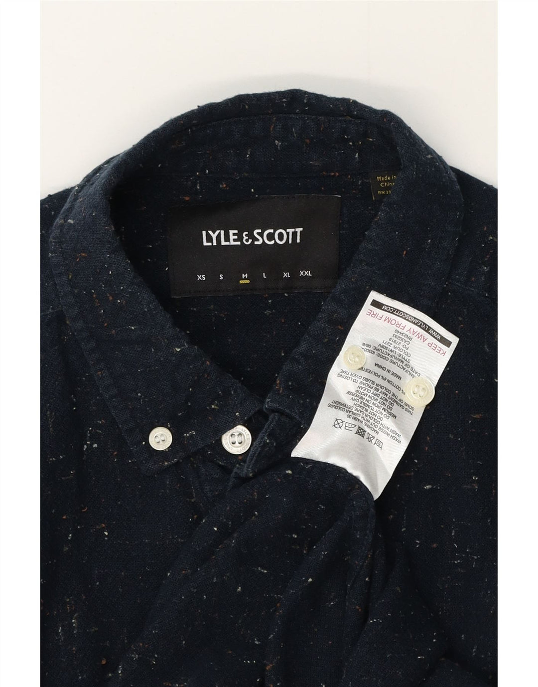Ανδρικό πουκάμισο LYLE & SCOTT Βαμβακερό μεσαίο μπλε ναυτικό