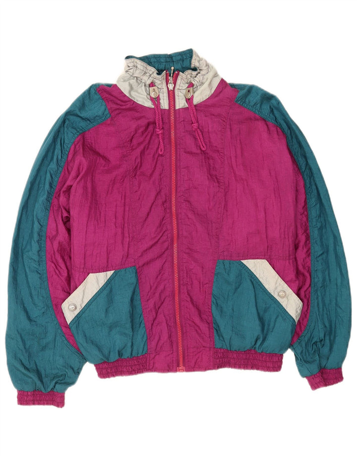 Vintage γυναικεία υπερμεγέθη αθλητική φόρμα Top Jacket Small Pink Colourblock Nylon