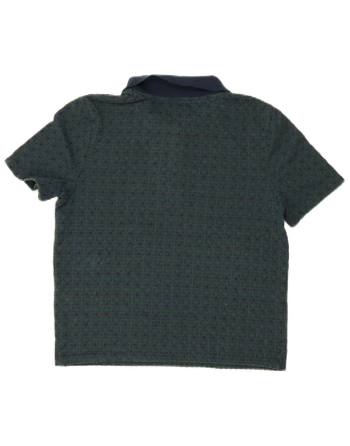 Zara Γυναικείο Πόλο Μπλουζάκι UK 10 Small Navy Blue Geometric Polyester