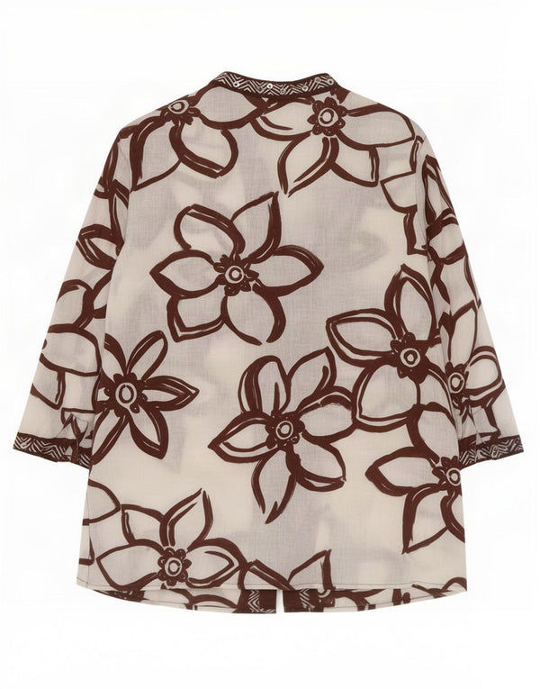 Laura Ashley Γυναικείο πουκάμισο 3/4 μπλούζα UK 10 Small White Floral
