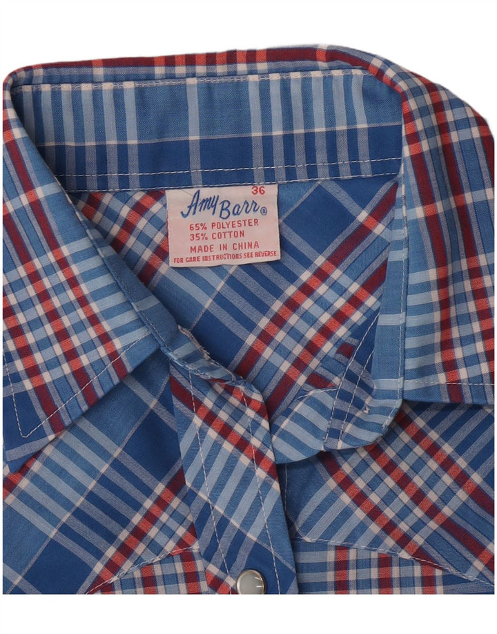 Amy Barr Γυναικείο πουκάμισο Western Size 36 Small Blue καρό πολυεστέρα