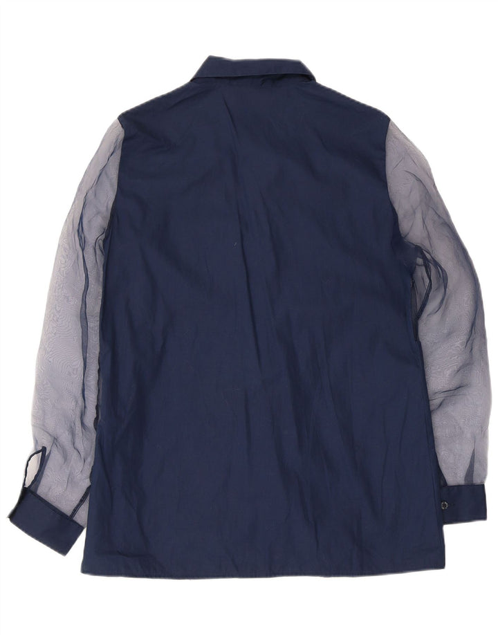 Γυναικείο πουκάμισο VINTAGE UK 14 Medium Navy Blue Colorblock Πολυεστέρας