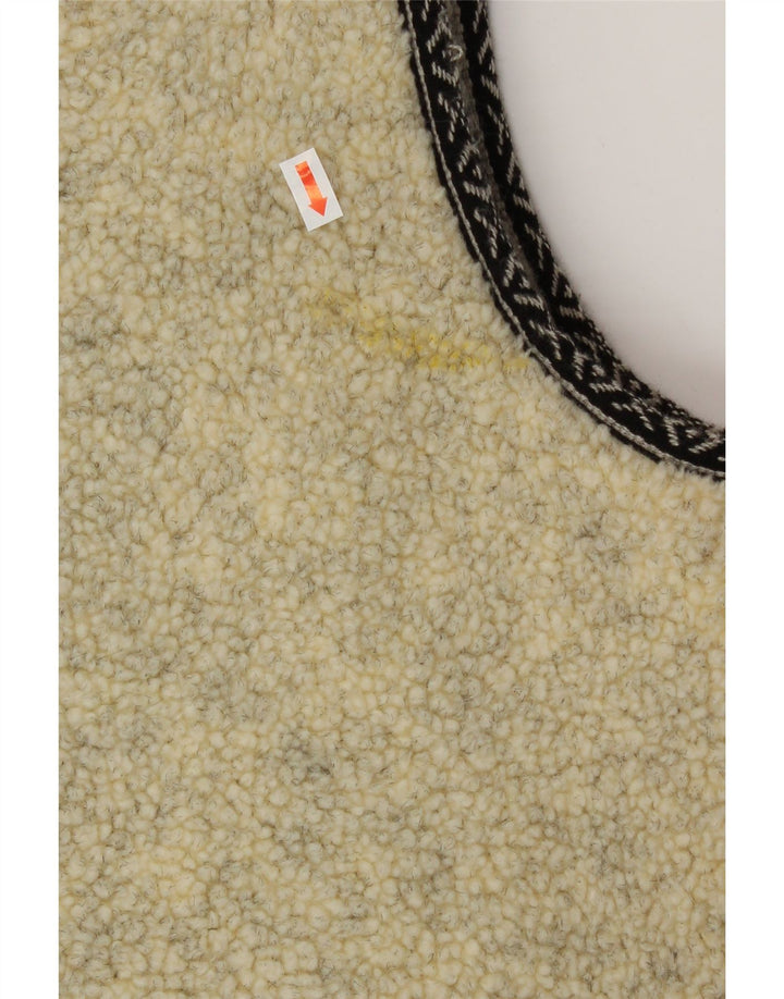 VINTAGE Ανδρικό Sherpa Gilet IT 52/54 XL Μπεζ Νέο Μαλλί