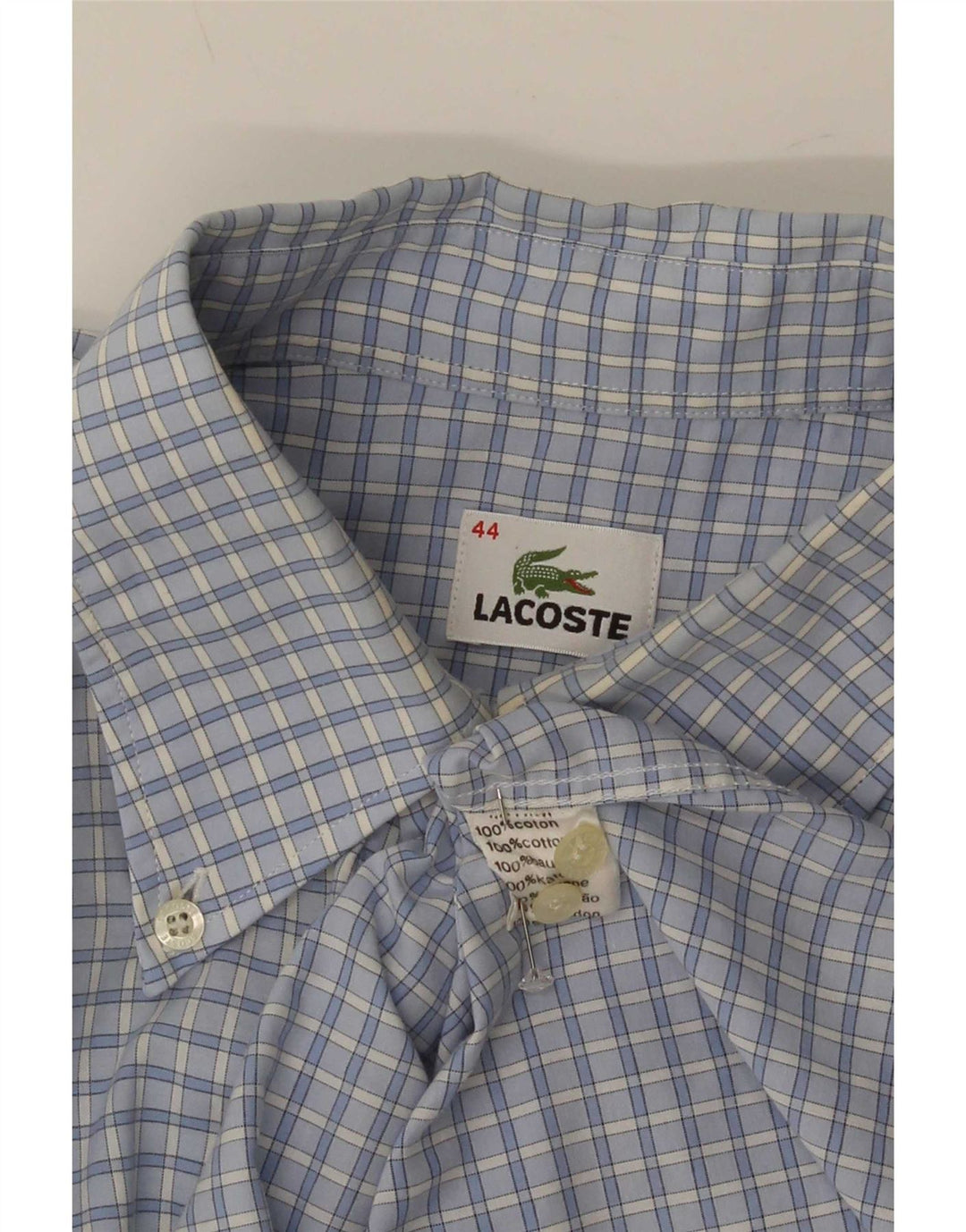 Ανδρικό πουκάμισο Lacoste νούμερο 44 XL Μπλε βαμβακερό Gingham