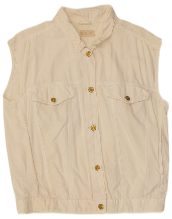 Reprise Womens Denim Gilet UK 16 Large Off White