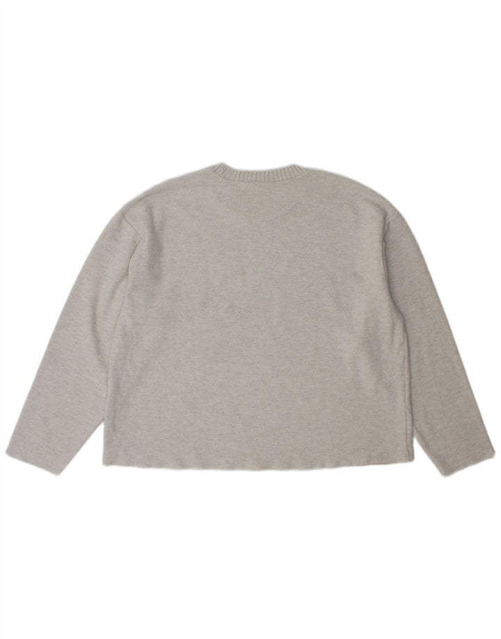Zara Γυναικείο πουλόβερ με λαιμόκοψη UK 16 Large Grey Polyester