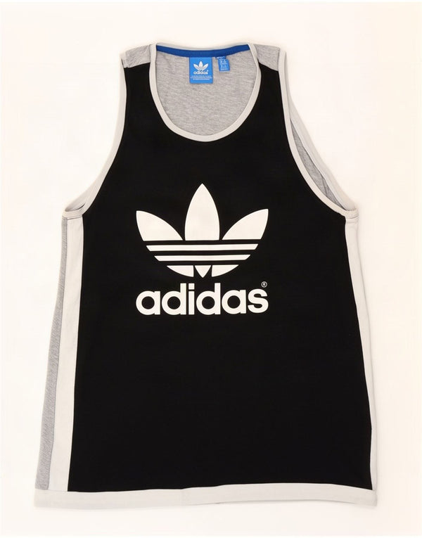 Γυναικείο γραφικό γιλέκο Adidas τοπ UK 12 μεσαίο μαύρο βαμβακερό χρώμα