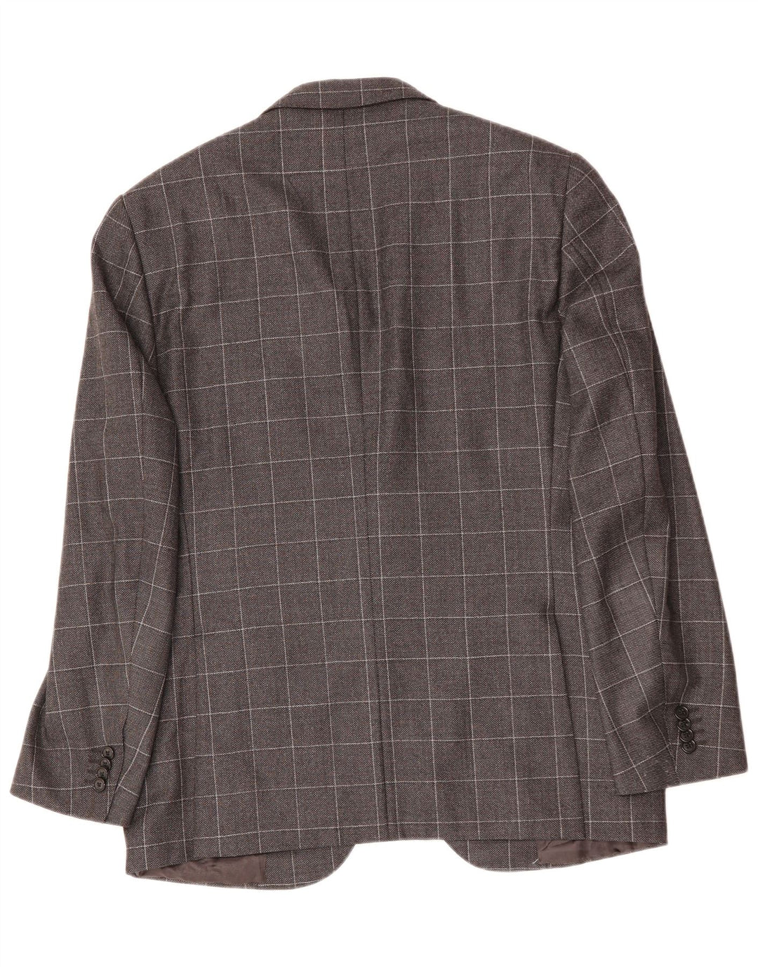 CORNELIANI Ανδρικό σακάκι σακάκι με 2 κουμπιά IT 50 μεγάλο γκρι καρό παρθένο μαλλί