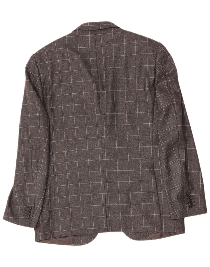 CORNELIANI Ανδρικό σακάκι σακάκι με 2 κουμπιά IT 50 μεγάλο γκρι καρό παρθένο μαλλί