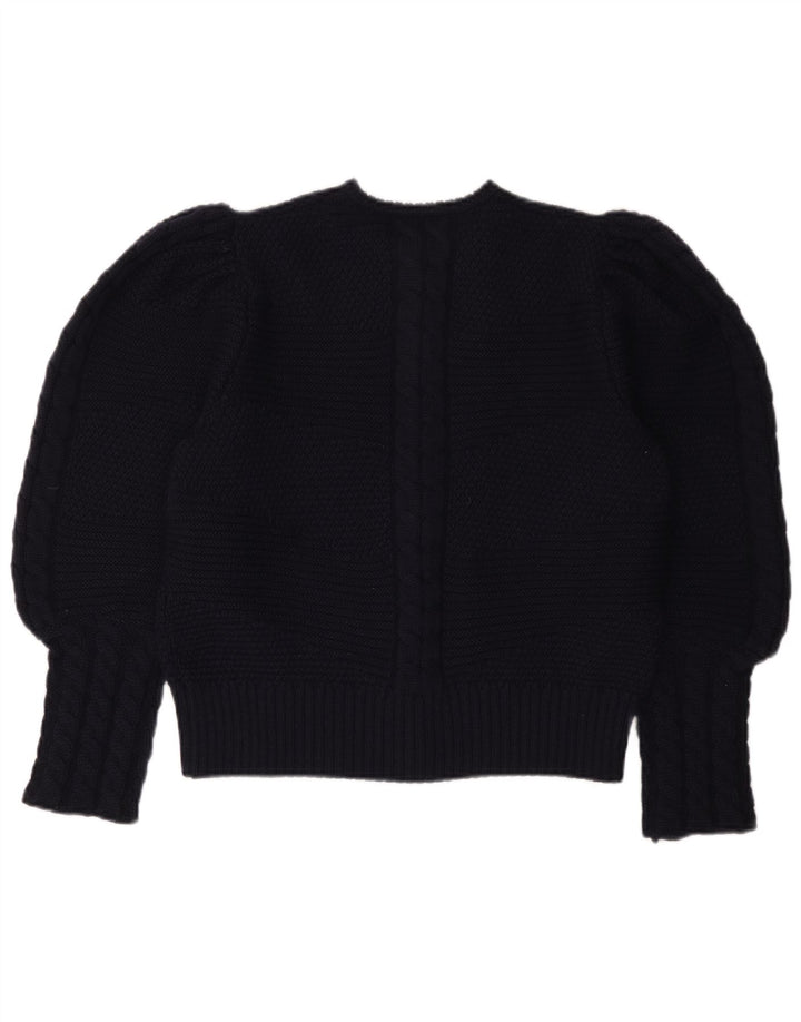 Γυναικείο γραφικό ζακέτα LANAMODEN UK 16 Large Navy Blue New Wool