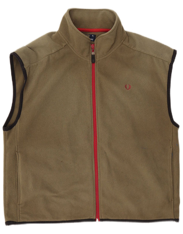 Fred Perry Mens Fleece Gilet UK 42 XL Green Polyester