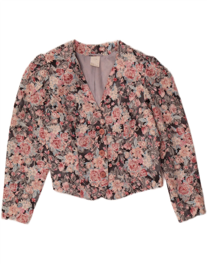 Vintage Γυναικείο Crop Blazer Jacket UK 12 Medium πολύχρωμο Floral