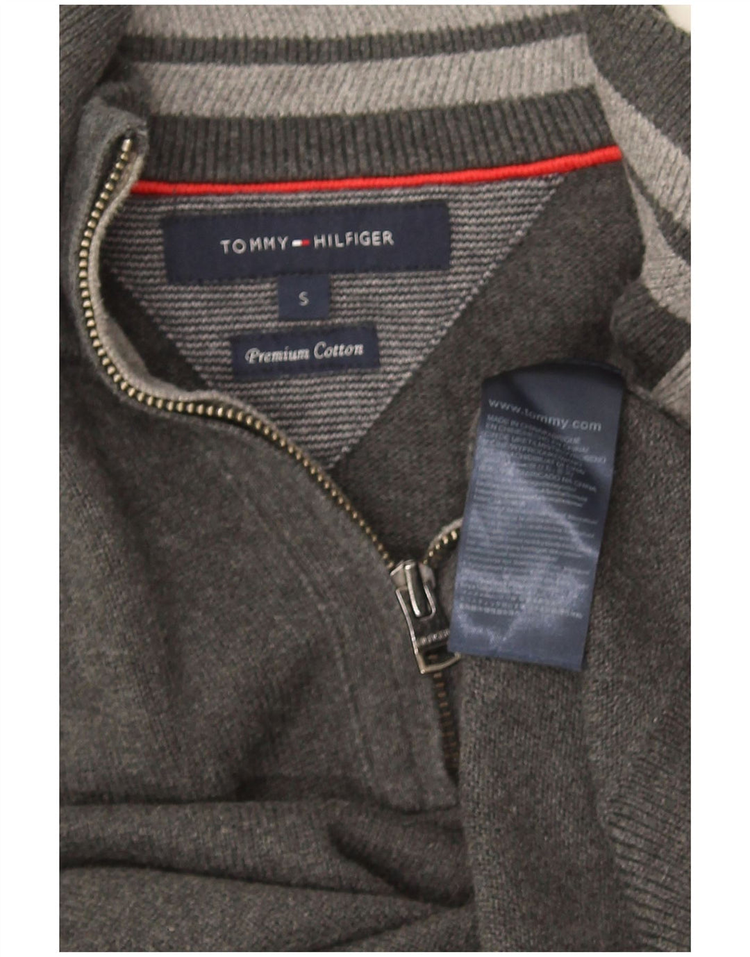 Ανδρικό πουλόβερ με φερμουάρ Tommy Hilfiger Μικρό βαμβακερό γκρι