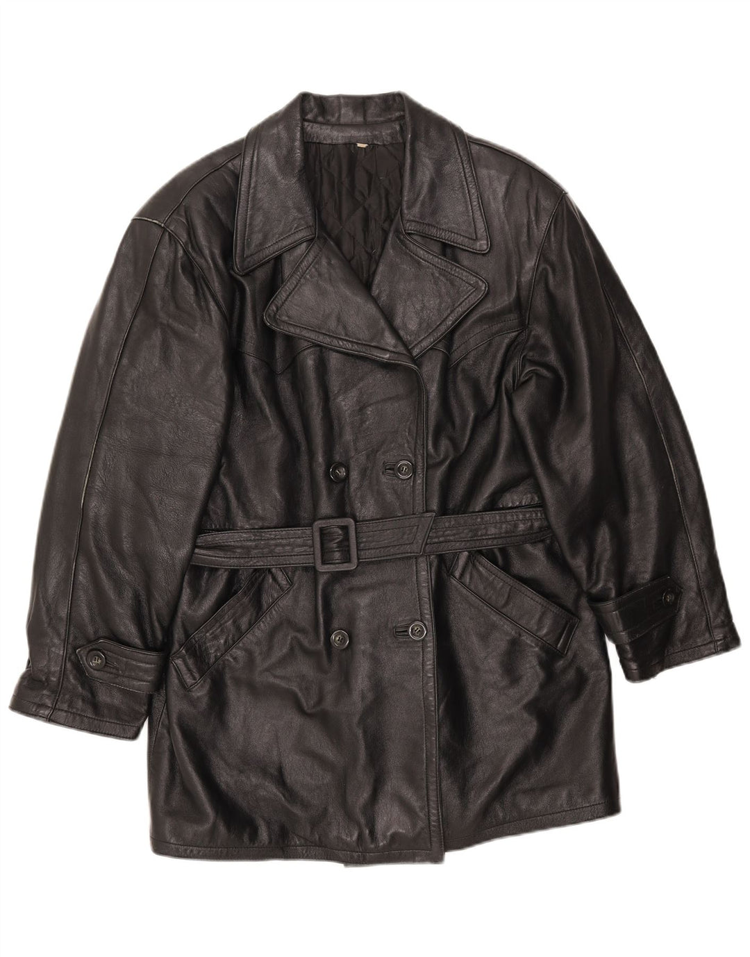 LAVORAZIONE ARTIGIANA Γυναικείο Παλτό UK 12 Medium Black Leather