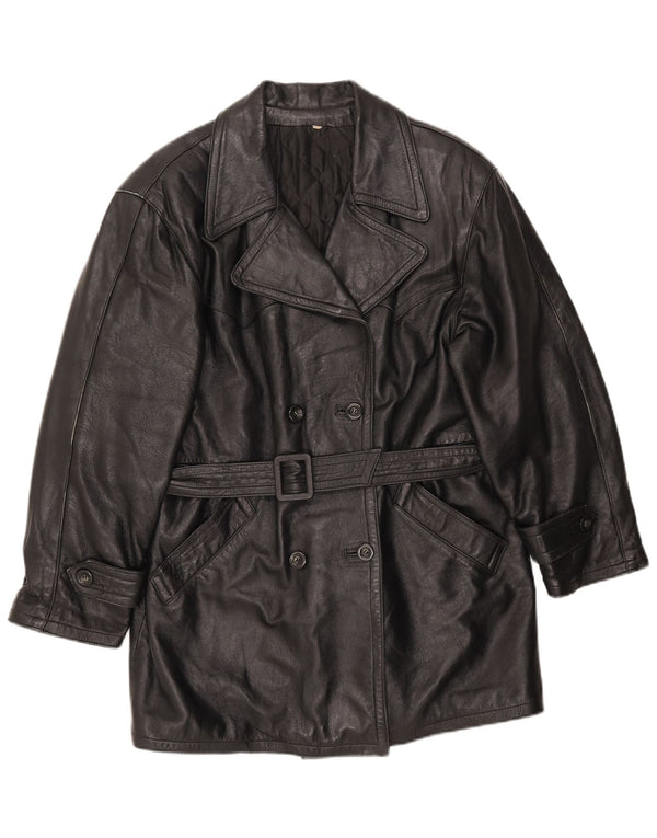 LAVORAZIONE ARTIGIANA Womens Coat UK 12 Medium Black Leather