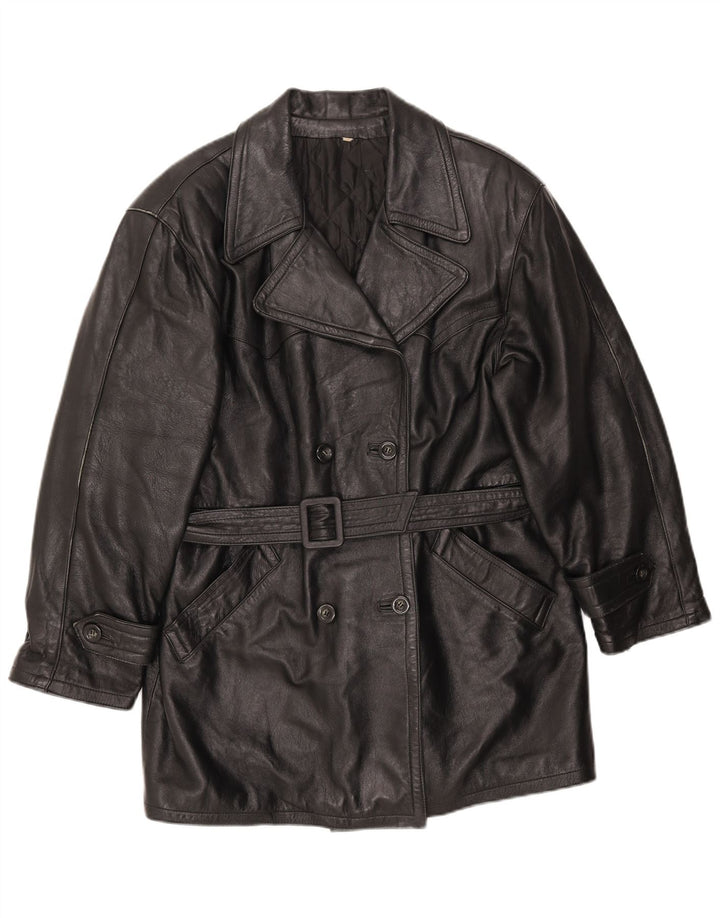 LAVORAZIONE ARTIGIANA Γυναικείο Παλτό UK 12 Medium Black Leather