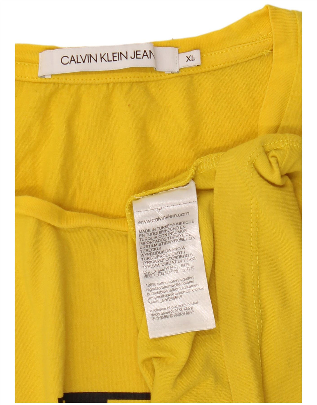 Γυναικείο γραφικό μπλουζάκι CALVIN KLEIN JEANS Top UK 18 XL κίτρινο βαμβακερό