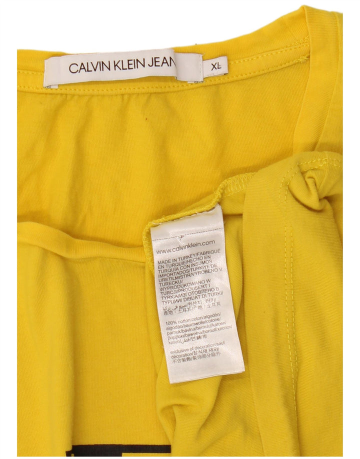 Γυναικείο γραφικό μπλουζάκι CALVIN KLEIN JEANS Top UK 18 XL κίτρινο βαμβακερό