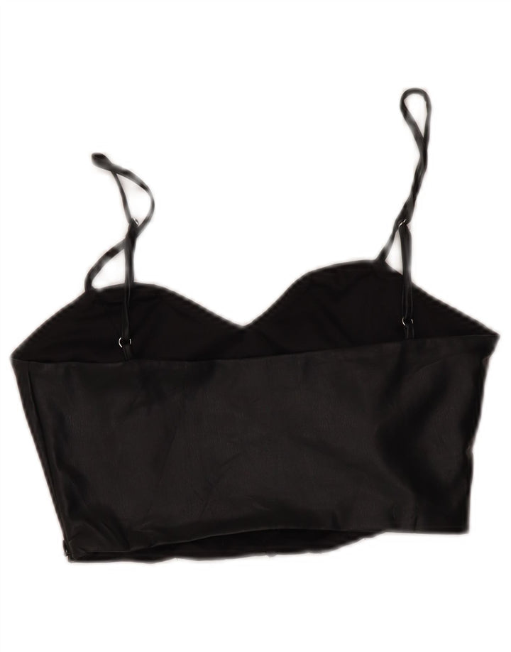 Zara Γυναικείο Faux Leather Corset Top UK 12 Medium Black