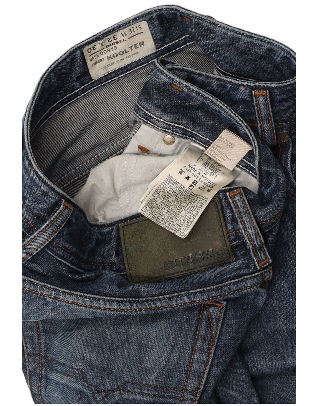 DIESEL Mens Koolter Regular Slim Tapered Jeans W32 L30 Μπλε βαμβακερό