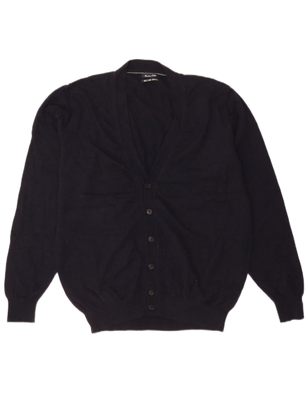 Ανδρικό πουλόβερ ζακέτα Massimo Dutti XL Navy Blue Wool