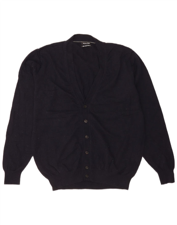 Ανδρικό πουλόβερ ζακέτα Massimo Dutti XL Navy Blue Wool
