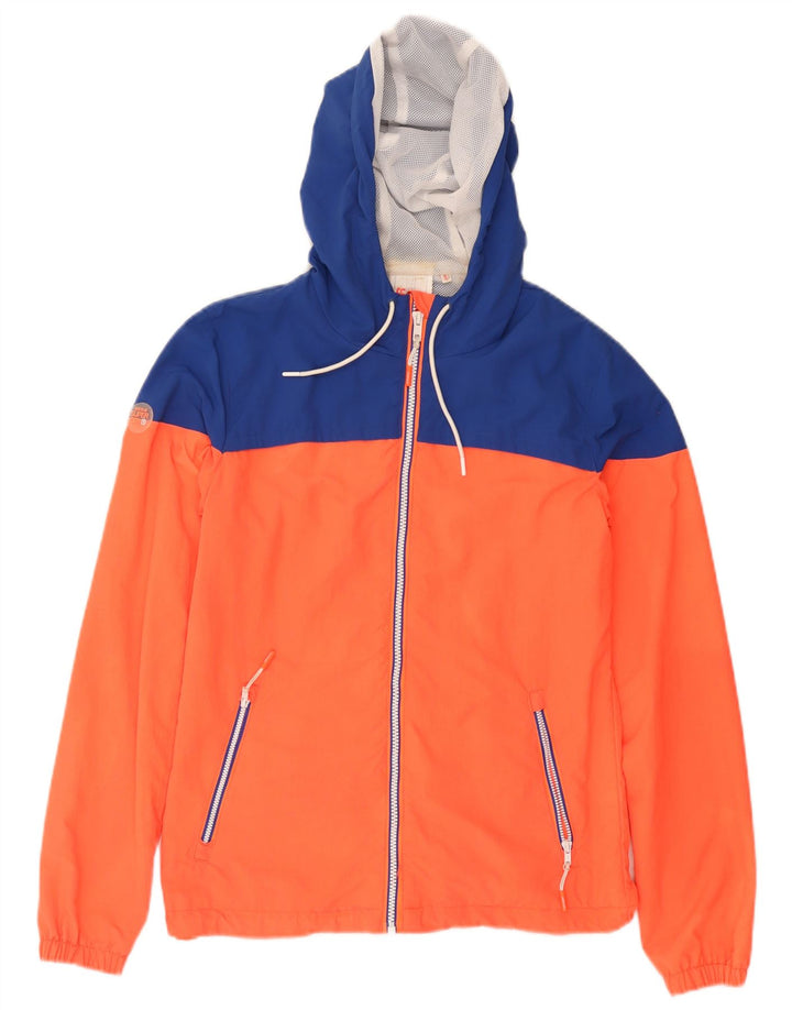 Ανδρικό μπουφάν βροχής με κουκούλα SUPERDRY UK 34 XS Orange Colourblock Nylon