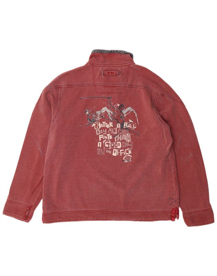 FAT FACE Ανδρικό γραφικό φούτερ με φερμουάρ, μεσαίο κόκκινο βαμβακερό