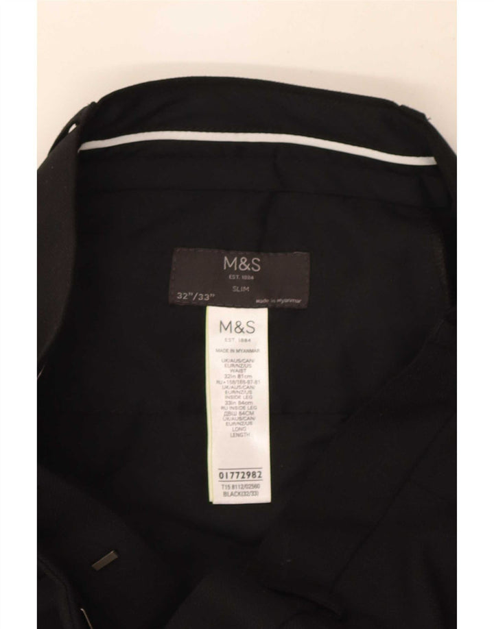 Marks & Spencer Ανδρικό Παντελόνι Κοστούμι Slim Fit W32 L33 Μαύρο πολυεστέρα